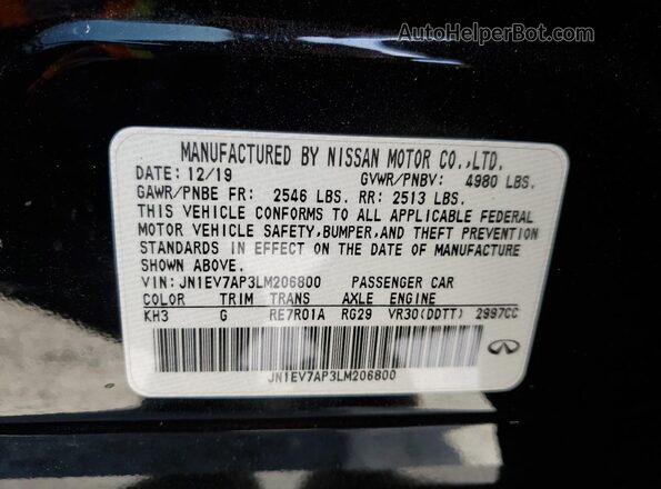 JN1EV7AP3LM206800 2020 INFINITI Q50 Черный Вид подкапотного пространства
