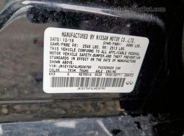 JN1EV7AP4LM206790 2020 INFINITI Q50 Черный Вид наклейки с VIN-кодом