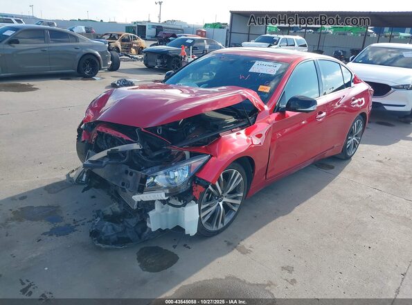 JN1EV7CP0PM512405 2023 INFINITI Q50 Red წინა მარცხენა ხედი სამი მეოთხედიდან
