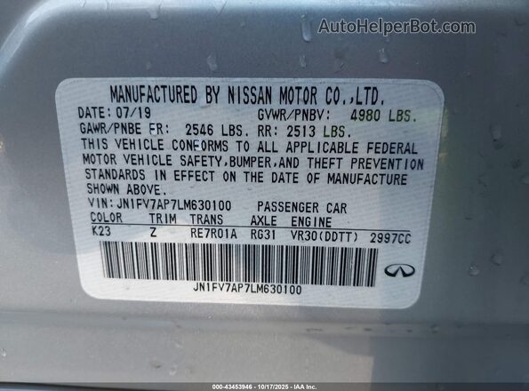 JN1FV7AP7LM630100 2020 INFINITI Q50 Silver Շարժիչի բաժամունքի տեսք