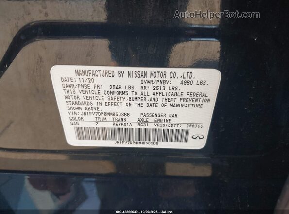 JN1FV7DP8MM850388 2021 INFINITI Q50 Black Շարժիչի բաժամունքի տեսք