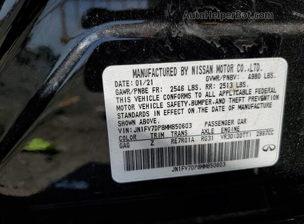 JN1FV7DP8MM850603 2021 INFINITI Q50 Black Engine compartment view