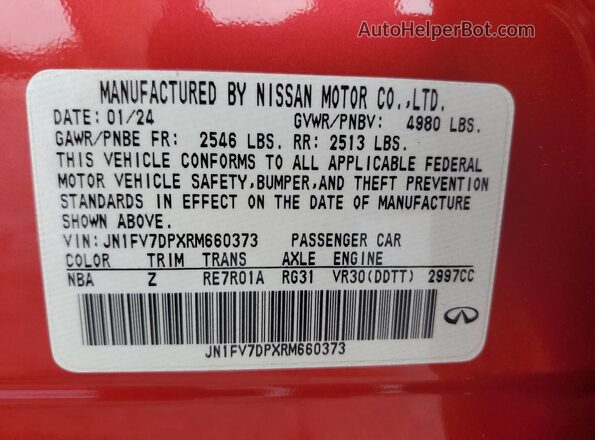 JN1FV7DPXRM660373 2024 INFINITI Q50 Red Vista del compartimento del motor