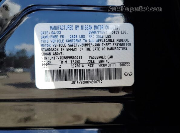 JN1FV7DR8PM590712 2023 INFINITI Q50 Black Вид наклейки з VIN-кодом