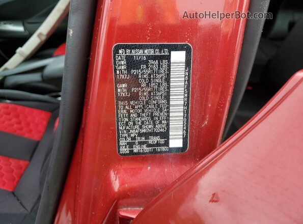JN8AF5MR7HT702467 2017 NISSAN JUKE Maroon 