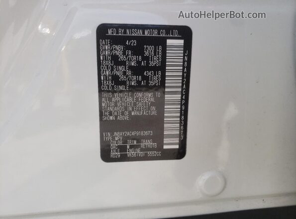 JN8AY2AC4P9183673 2023 NISSAN ARMADA White 