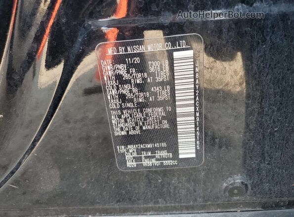 JN8AY2ACXM9145165 2021 NISSAN ARMADA Black Widok naklejki z numerem VIN