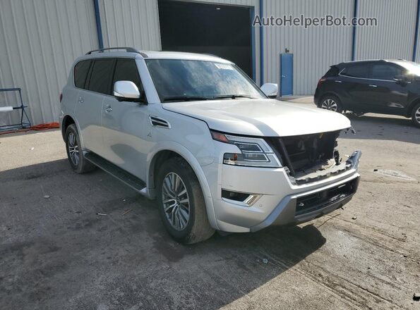 JN8AY2BA8M9371069 2021 NISSAN ARMADA Серебряный Передняя правая четверть