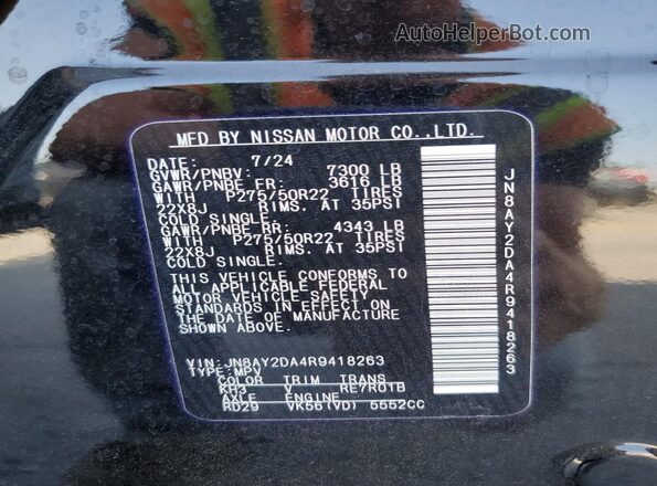 JN8AY2DA4R9418263 2024 NISSAN ARMADA Черный 