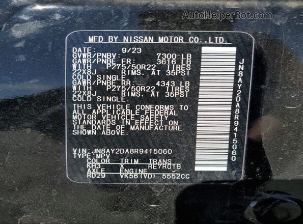 JN8AY2DA8R9415060 2024 NISSAN ARMADA Black VIN sticker view
