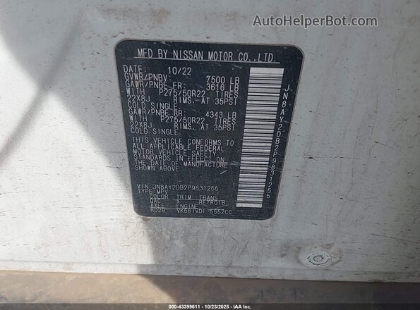 JN8AY2DB2P9831255 2023 NISSAN ARMADA White 