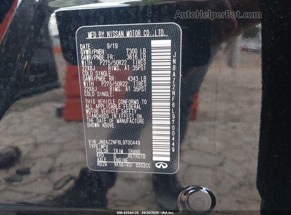 JN8AZ2NF6L9700449 2020 INFINITI QX80 Black Vista del compartimento del motor