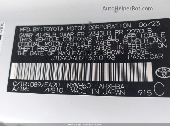 JTDACAAU2P3010198 2023 TOYOTA LIMITED White Вид підкапотного простору