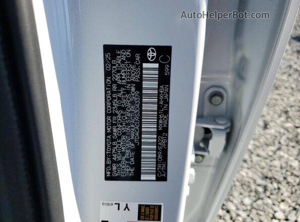 JTDACACU9S3043379 2025 TOYOTA PRIUS White Vista del compartimento del motor