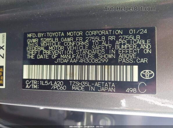 JTDAFAAF4R3008299 2024 TOYOTA CROWN Gray Շարժիչի բաժամունքի տեսք