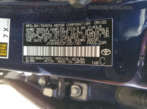 JTDB4MEE2PJ001180 2023 TOYOTA LL Синий 