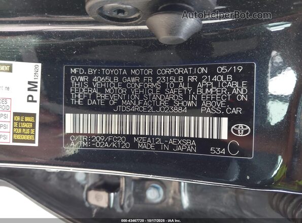 JTDS4RCE2LJ023884 2020 TOYOTA LL Черный Вид подкапотного пространства