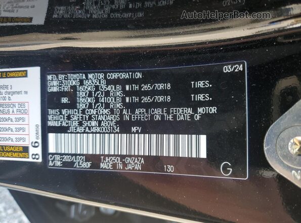 JTEABFAJ4RK003134 2024 TOYOTA LAND Black 
