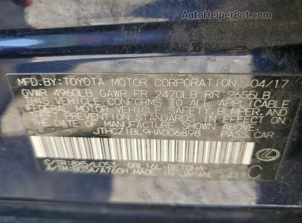 JTHCZ1BL9HA006898 2017 LEXUS GS Blue Vista del compartimento del motor
