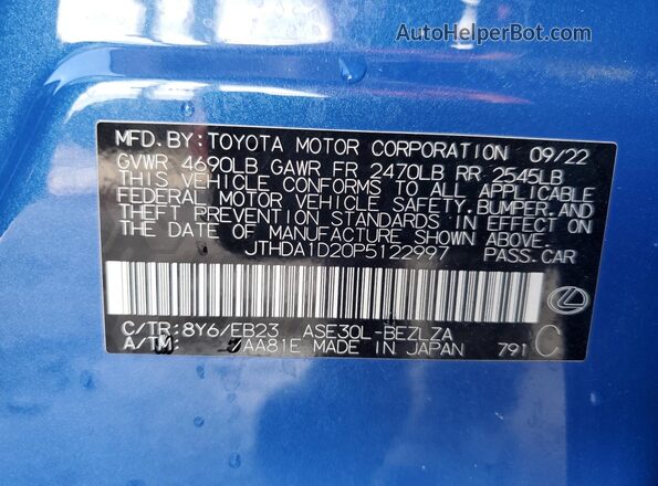 JTHDA1D20P5122997 2023 LEXUS IS Синий 