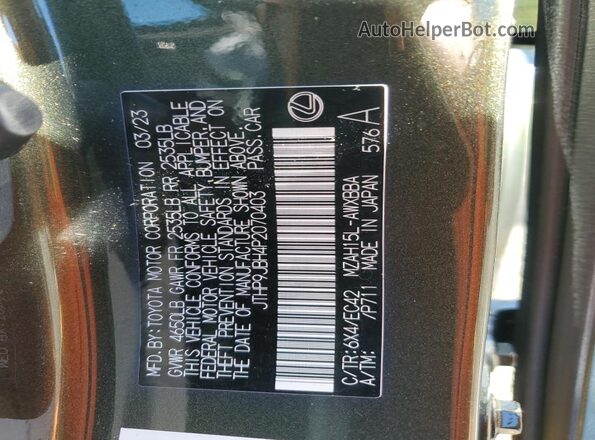 JTHP9JBH4P2070403 2023 LEXUS UX Green VIN კოდის სტიკერის ხედი