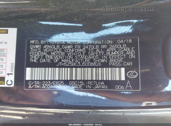 JTHSZ5BC3J5008826 2018 LEXUS RC 350 Black ძრავის განყოფილების ხედი