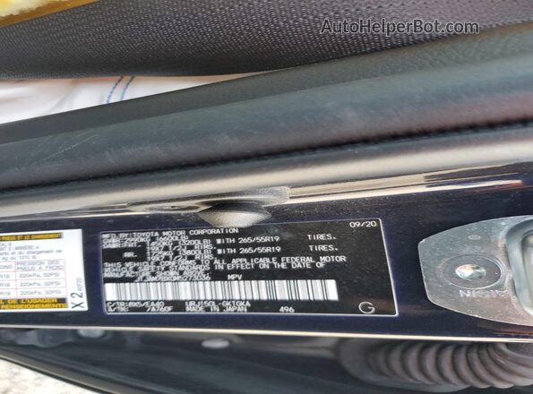 JTJAM7BX0M5273036 2021 LEXUS GX Blue VIN კოდის სტიკერის ხედი