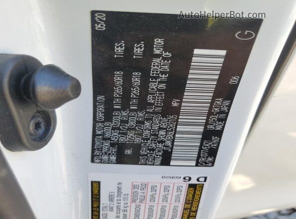 JTJAM7BX6L5262105 2020 LEXUS GX White Widok wnętrza 360 stopni