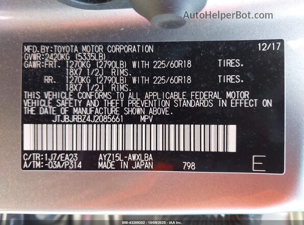 JTJBJRBZ4J2085661 2018 LEXUS NX 300H Gray Widok komory silnika
