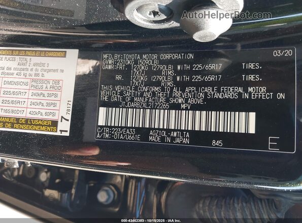 JTJDARBZXL2172265 2020 LEXUS NX 300 Black Vista del compartimento del motor