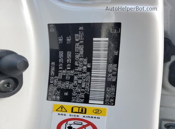 JTJDZKCAXJ2006799 2018 LEXUS RX White 