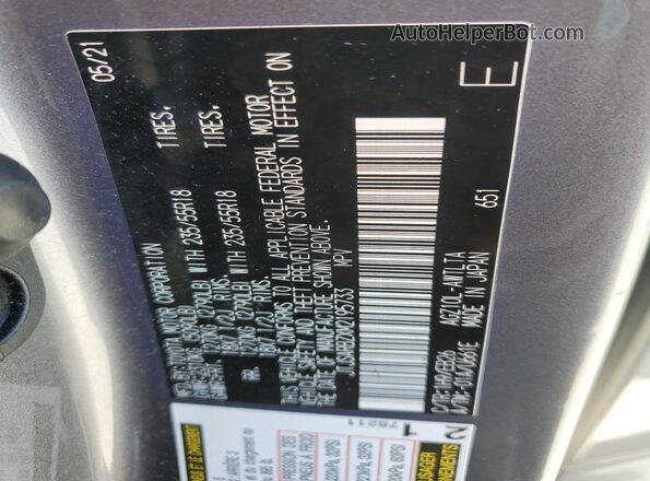 JTJSARBZXM2195733 2021 LEXUS NX Gray VIN კოდის სტიკერის ხედი