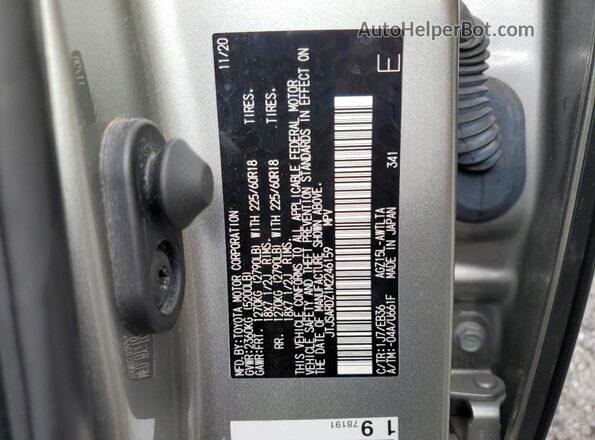 JTJSARDZ1M2246159 2021 LEXUS NX Silver Widok naklejki z numerem VIN