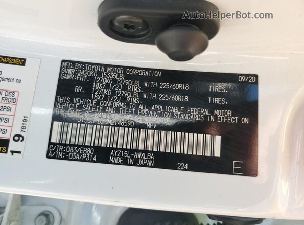 JTJSJRDZ3M2148590 2021 LEXUS NX White 