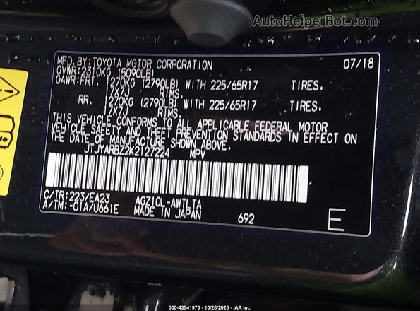 JTJYARBZ2K2127224 2019 LEXUS NX 300 Black Vista del compartimento del motor