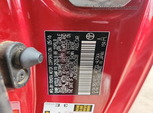 JTKJF5C72GJ026038 2016 TOYOTA SCION Burgundy Widok komory silnika