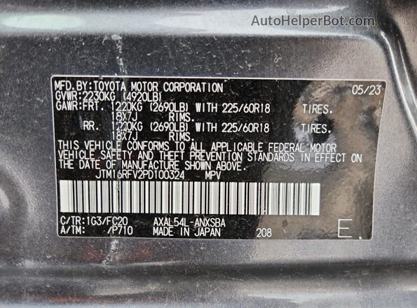 JTM16RFV2PD100324 2023 TOYOTA RAV4 Gray Панорамний вид салону 360°