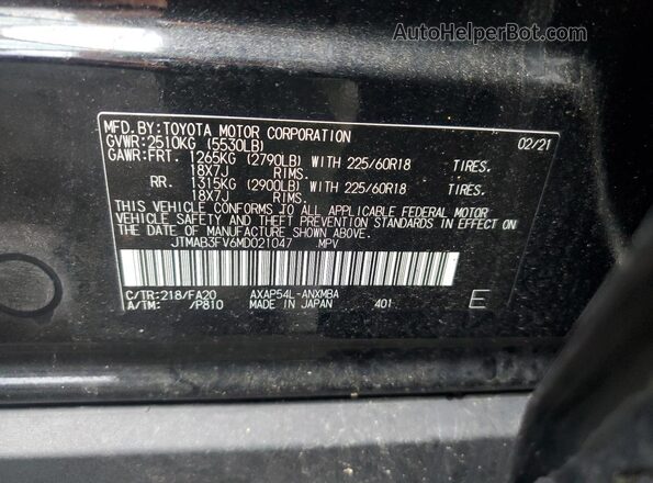 JTMAB3FV6MD021047 2021 TOYOTA RAV4 Black Панорамний вид салону 360°