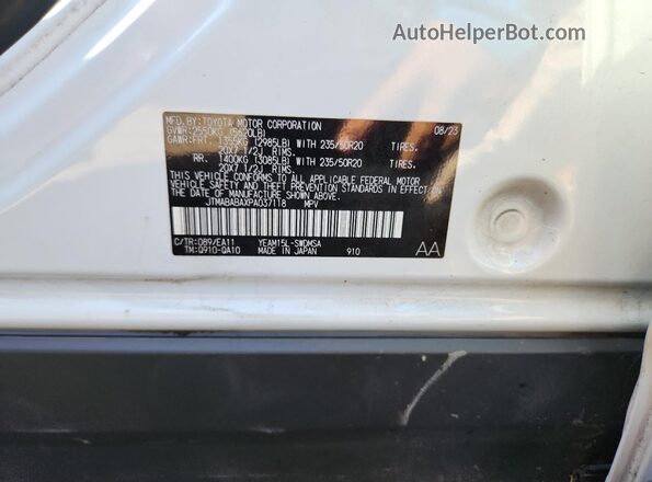 JTMABABAXPA037118 2023 SUBARU SOLTERRA White Widok naklejki z numerem VIN