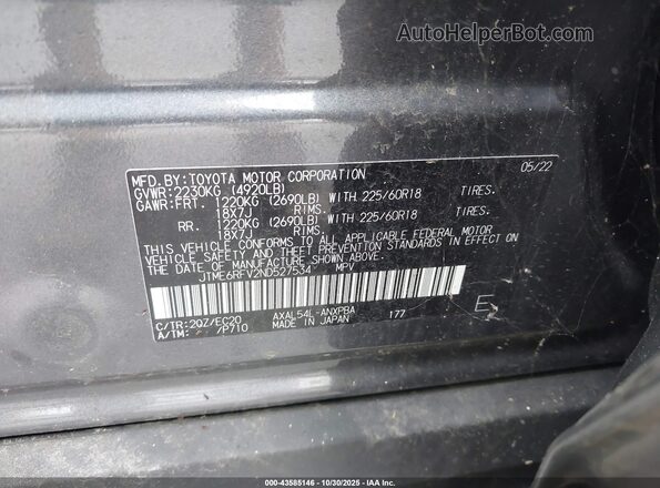 JTME6RFV2ND527534 2022 TOYOTA RAV4 HYBRID Gray 