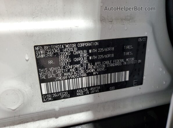 JTME6RFV5ND527446 2022 TOYOTA RAV4 White Vista interior de 360 grados