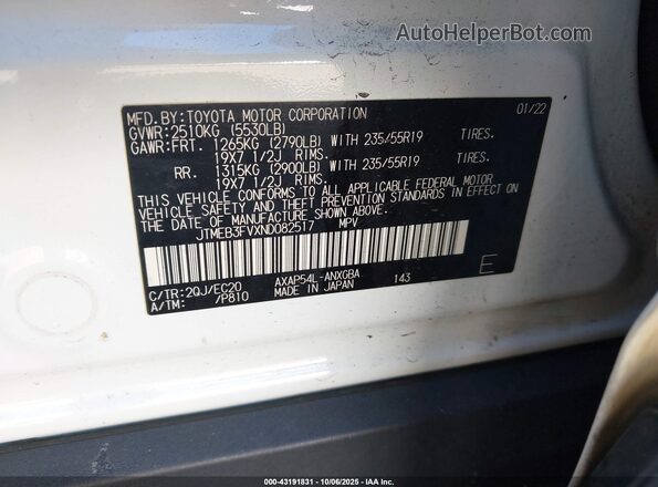 JTMEB3FVXND082517 2022 TOYOTA RAV4 PRIME White 