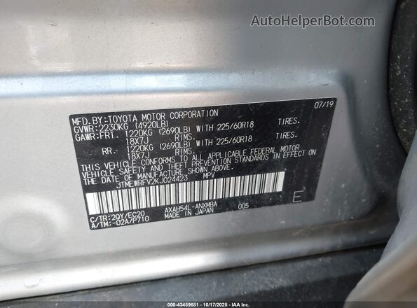 JTMEWRFV2KJ024423 2019 TOYOTA RAV4 HYBRID Silver Engine compartment view