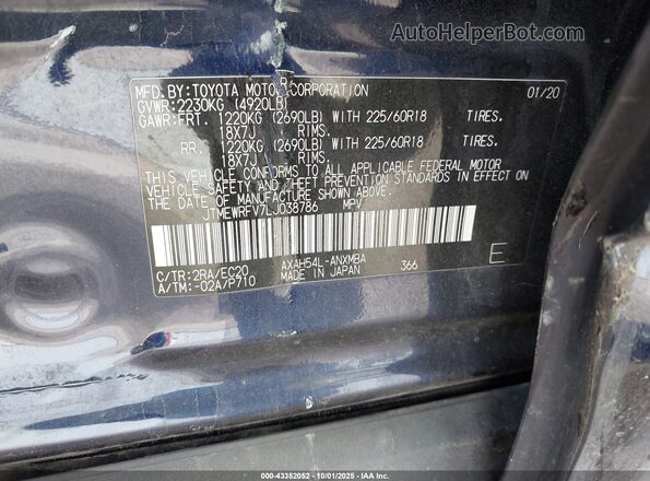 JTMEWRFV7LJ038786 2020 TOYOTA RAV4 HYBRID Blue Widok komory silnika