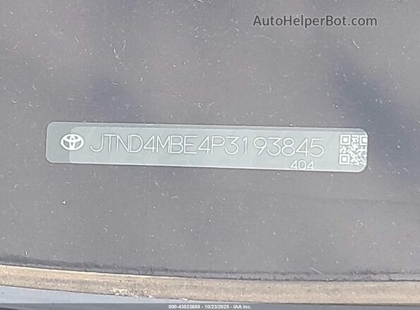 JTND4MBE4P3193845 2023 TOYOTA LL Gray Вид підкапотного простору