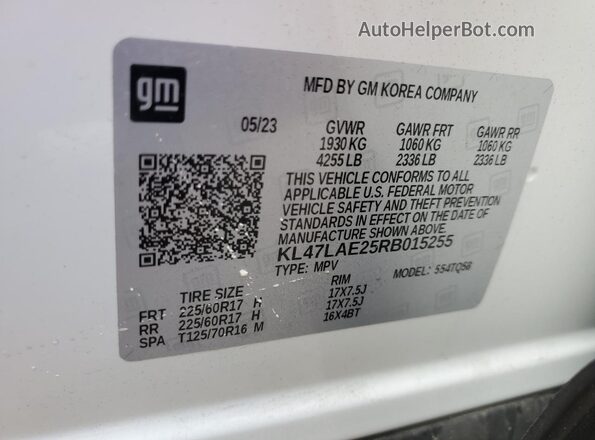 KL47LAE25RB015255 2024 BUICK OTHER White VIN կոդի պիտակի տեսք