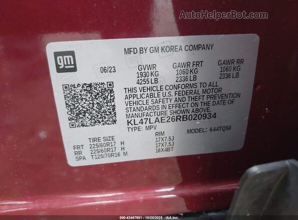 KL47LAE26RB020934 2024 BUICK OTHER Red Вид підкапотного простору