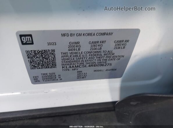 KL4AMCSL4RB096275 2024 BUICK ENCORE White Widok komory silnika