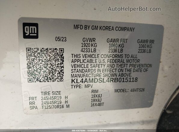 KL4AMDSL4RB015118 2024 BUICK ENCORE White ძრავის განყოფილების ხედი
