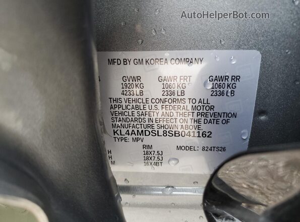 KL4AMDSL8SB041162 2025 BUICK ENCORE Gray Widok naklejki z numerem VIN